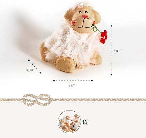 Figurines de Mouton décoratives, Lot de 4: Décoration de Pâques en Argile, Figurines pour Table & Composition de Pâques, printanière, intérieure, Blanc, Miniatures, décoration de Printemps, 9 cm - Nail Gallerys