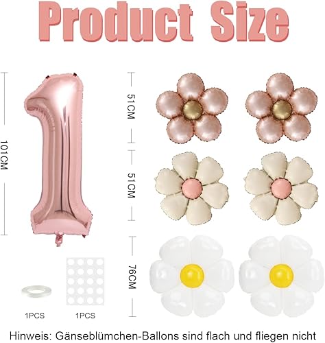 Décoration anniversaire 1 ans fille, ballon 1ème anniversaire, décoration 1ème anniversaire fille avec ballon aluminium marguerite - Nail Gallerys