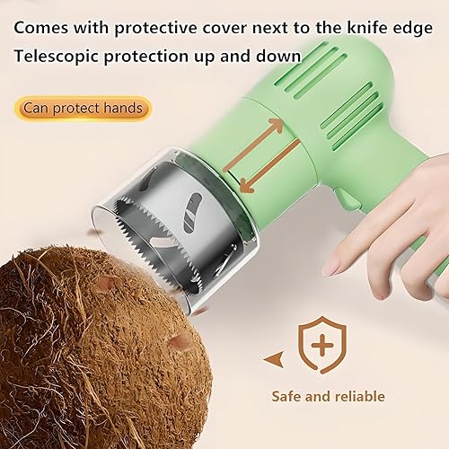 Ouvre-Noix de Coco Électrique, Outil Portable en Acier Inoxydable avec Grattoir, Diamètre D'ouverture 6 Cm, Facile Ouvrir, pour Magasin Et Restaurant - Nail Gallerys