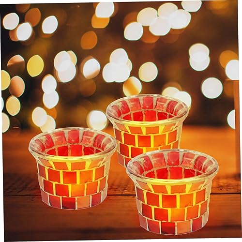ORFOFE Lot De 4 Bougeoirs en Verre Mosaïque Vibrants pour Dîners Romantiques - Nail Gallerys