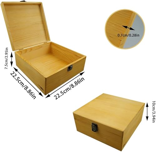 WakiHong Boite Rangement Bois Couvercle Boite en Bois Petit Carré Boîte de Rangement Faite à La Main 22.5 * 22.5 * 10 cm pour Ranger Toutes Sortes de Petits Accessoires et de Petits Objets - Nail Gallerys