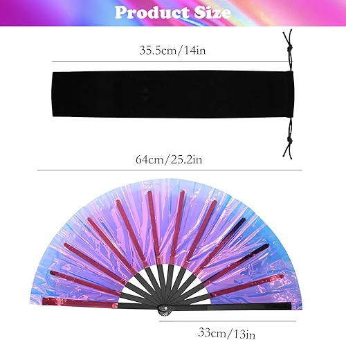 HINGTAI Éventail de clac de main pliante, danse en ligne Popping fans à main avec un sac de rangement Style classique pour refroidir la danse Festival Fête de mariage et décoration Violet - Nail Gallerys