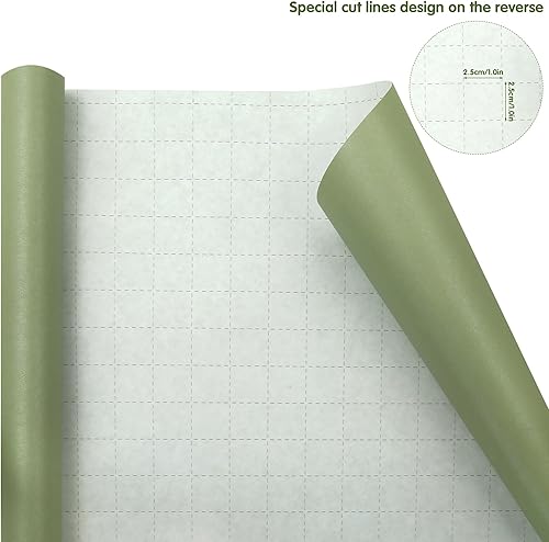 Mini rouleau de papier cadeau vert sauge vert clair pour anniversaire, cadeau de couleur unie avec ligne de coupe pour mariage, anniversaire de mariage, fête, emballage cadeau, 43,2 cm x 3 m - Nail Gallerys