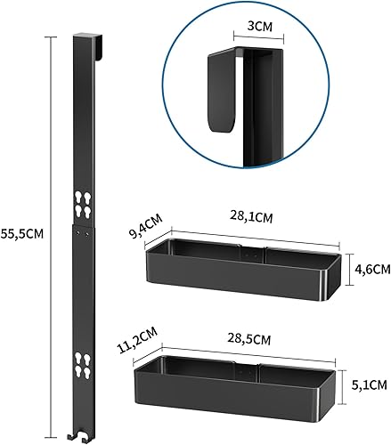 Kitsure Etagere Douche à Suspendre - Etagere Salle de Bain à 2 Niveaux Suspendues sur la Porte, sans Perçage et Antirouille, Rangement Salle de Bain Polyvalent, 28,5 x 11,2 x 5,1 cm, Noir - Nail Gallerys