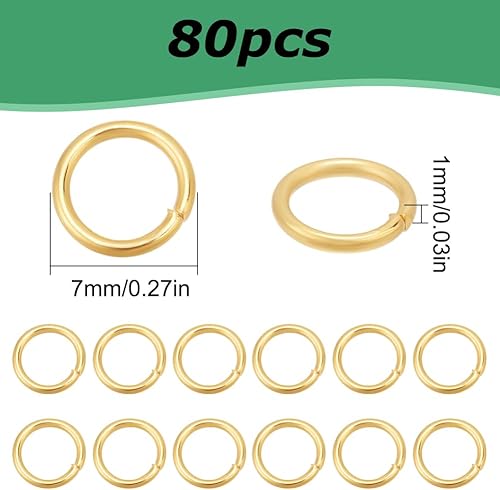 HOBBIESAY 100 anneau de Jonction en Or de 8mm en Acier Inoxydable Anneau de Jonction Ouvert Plaqué Or 18 carats Connecteurs D'Anneau Non Soudés Petits Anneaux Fendus Accessoires Fabrication Bijoux - Nail Gallerys