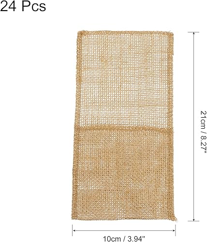 sourcing map Lot de 24 porte-ustensiles en toile de jute, 10,2 x 20,3 cm, pochette à couverts en toile de jute naturelle pour décoration de fête, mariage - Nail Gallerys