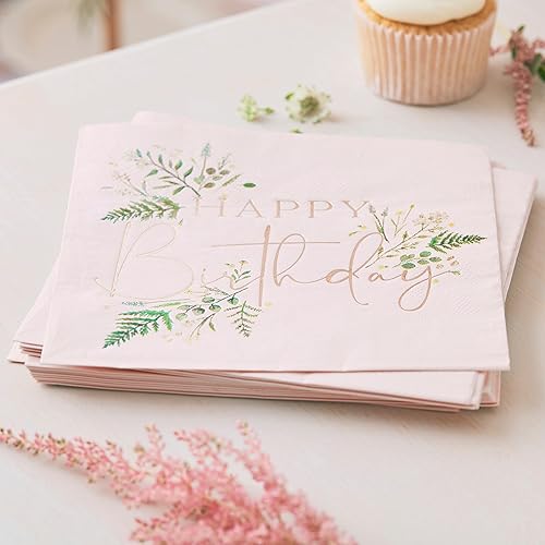 Ginger Ray Lot de 16 serviettes de table en feuille d'or rose - Nail Gallerys