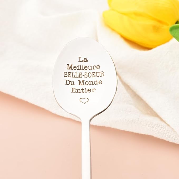 ShiQiao Spl Cuillère à Café Dessert Belle-Soeur Idee Cadeau Noël Femme - Acier Inoxydable - Argent - 1 Pièce - Belle-Soeur Du Monde Entier - Nail Gallerys