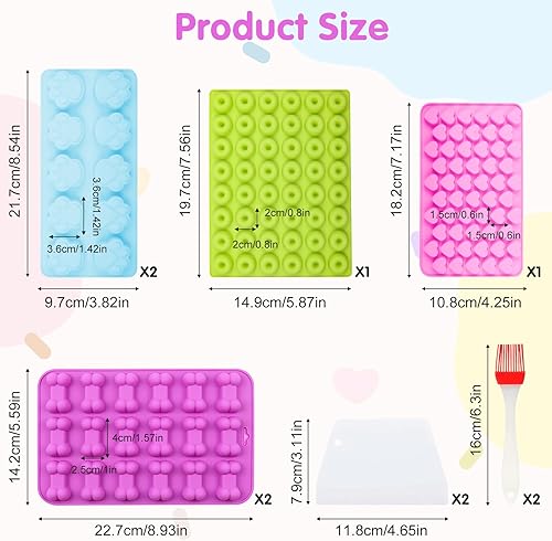 NVGVUP Lot de 10 tapis de cuisson en silicone pour friandises pour chien avec grattoir, pinceau à pâtisserie, pour friandises pour chien, chocolat, biscuits, bonbons, gelée, glaçons - Nail Gallerys