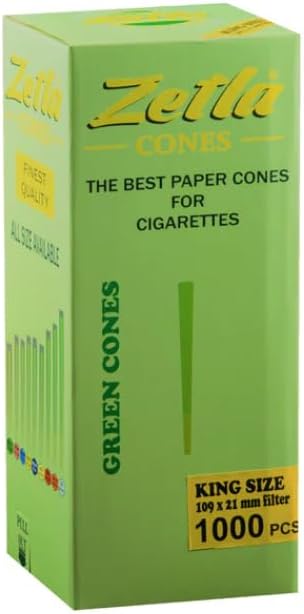 Zetla 100 Cônes Green King Taille - Tubes De Joint Pré-Retournés - Tubes Conische Avec Filtre (109 x 26 mm) - Cônes Articulaires King Taille - Nail Gallerys