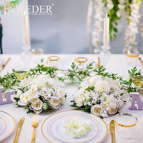 Inweder Fleur Artificielle pour Centres de Table de Mariage - 2 Pièces Fleurs Artificielles Roses Pivoine en Soie avec Base en Plastique Boules de Fleurs pour Fête Anniversaire Décoration Maison - Nail Gallerys