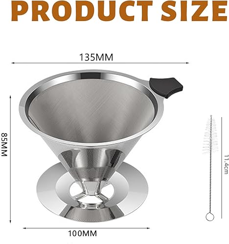 Vyanveo Porte Filtre à Café en Acier Inoxydable, Réutilisable Filtre à Café Filtre Café Permanent Filtre a Cafe Taille 4 avec Brosses Pour la Préparation Manuelle Café - Nail Gallerys