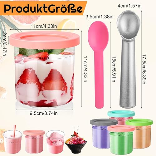 Xialvyu Lot de 4 récipients à crème glacée avec 5 cuillères - Accessoires pour machine à crème glacée Ninja NC300EU NC299AMZ - Nail Gallerys