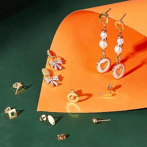 UNICRAFTALE 72pcs 6 styles Clou Boucles d'oreilles Plaqué Or 24 Carats Boucle D'oreilles Rond Tige Boucles d'oreilles avec écrous d'Oreilles Fermoir Boucles D'oreilles pour Fabrication de Bijoux - Nail Gallerys