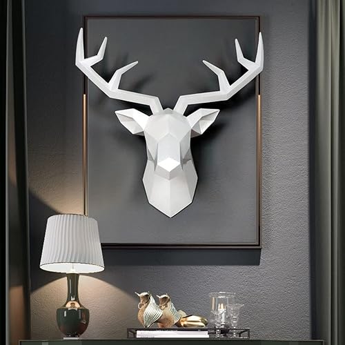 Baoblaze Statue Antlers décoration moderne Mur Art Statue à Statue pour Cabinet Bureau Ferme, BLANC - Nail Gallerys