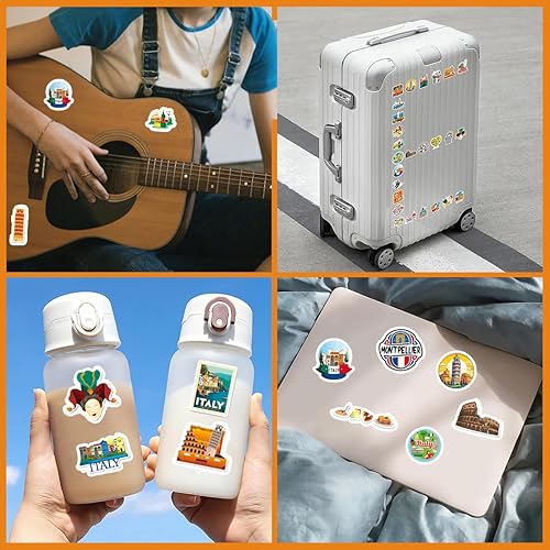 Lot de 50 Italie Autocollants, Italie Voyage Autocollants en Vinyle Imperméables, Valises Stickers pour scrapbooking, bouteille d'eau, Bagages Skateboard Guitare Ordinateur Portable - Nail Gallerys