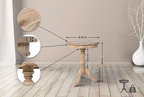 CLP Table d'appoint Wiva I Table Ronde en Bois pour Votre Salon I Parfait pour Le canapé et Le lit 50x50 CM I Solide et Robuste, Couleur:Nature - Nail Gallerys