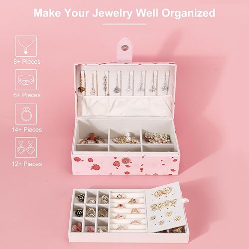 DesignSter Boite a Bijoux, Boîte à bijoux personnalisée pour Femmes Filles, Rangement Bijoux à 2 Niveaux, Coffret à Bijoux en PU pour Bagues, Bracelets, Colliers, Papillon - Nail Gallerys