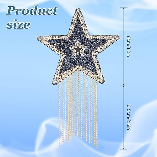 Let'S In Style 6 patch Thermocollant en Strass en Forme D'Étoile Patchs de Réparation 3 couleur avec Chaînes et Pompons Applique Adhésive Pailletée pour Couture Réparation de Vêtements Pantalons Jeans - Nail Gallerys