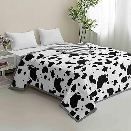 Highdi Imprimé Animal Simple Été Réversible, Été Douce Couette Jeté de Lit, Couette Poids Léger Couette Enfant, Couvre Lit en Microfibre pour Couette 2 Personnes (Noir Blanc,200x200cm) - Nail Gallerys