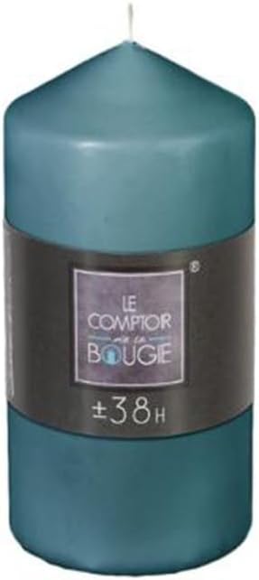 Paris Prix Comptoir de la Bougie - Bougie Cylindrique Déco Hugo 14cm Bleu Canard - Nail Gallerys