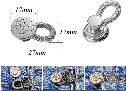 Pamtns Rallonge Pantalon 11 Pièces Elargisseur Pantalon Boutons D’extension Extension de Bouton Pantalon Élastique Rallonge Bouton Élastique avec Ressort pour Jean Pantalons Chemises - Nail Gallerys