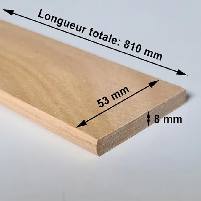SCM Créations Lot 3 Lattes 81 cm 810 x 53 x 8 mm pour Sommier, Lit, BZ et Clic-Clac 7 Plis Bois - Nail Gallerys