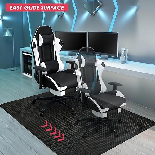 Vicwe Tapis Chaise de Bureau, 90 x 120 cm Tapis de Chaise Gaming, Antidérapant et Facile à Nettoyer, Tapis de Chaise pour Sols en Bois Dur, Stratifié, Parquet (Noir) - Nail Gallerys