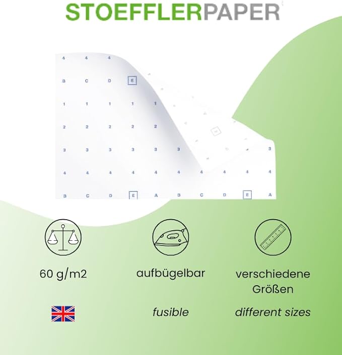Rouleau de papier thermocollant imprimé - 91 cm x 15 m - 60 g/m² - Papier thermocollant quadrillé pour une découpe et un positionnement précis sur le tissu - Fabriqué en Europe - Nail Gallerys