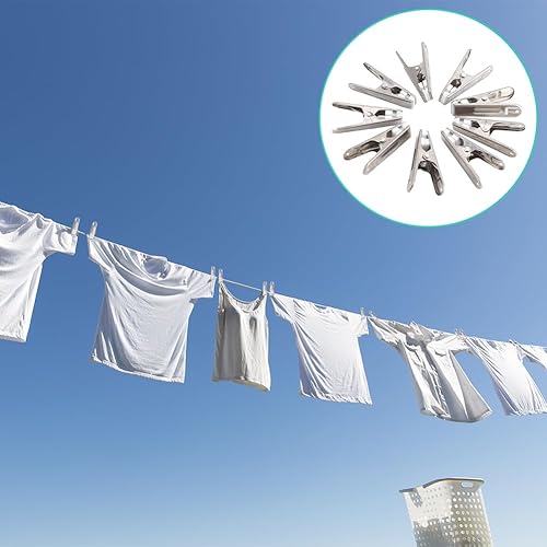 Pinces à Linge en Acier Inoxydable, 20 Pcs Vêtements Broches Clips de Rangement Clip Brise-Vent Durable Serviette pour Chaussette Alimentaire étanchéité Photos Extérieur Maison Cuisine Voyage Bureau - Nail Gallerys