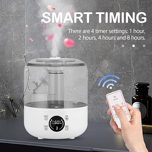 Humidificateur 5 L, Humidificateurs pour Chambre à Coucher Silencieux Humidificateur d'air Ultrasonique à Remplissage Pour Plantes avec Télécommande Buse à 360°Arrêt Automatique - Nail Gallerys