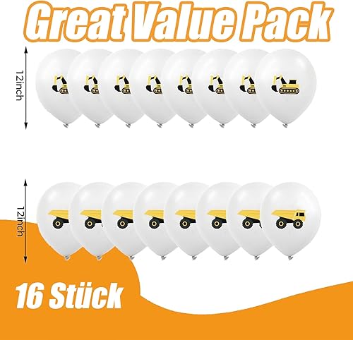 Lot de 16 ballons décoratifs en latex avec pelleteuse, chantier de construction, décoration pour anniversaire d'enfant, véhicules, pelleteuse, camion, en latex, pour voiture, décoration de fête à - Nail Gallerys