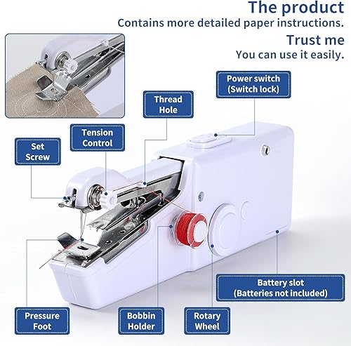 Mini Machine à Coudre à La Main, Machine à Coudre éLectrique Portable Sans fil Avec Accessoires de Couture Pour DéButants, Convient Pour Les VêTements, Les Rideaux, le Bricolage à la Maison et Les - Nail Gallerys
