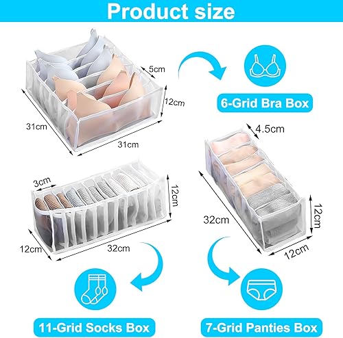 ZMDMAH Lot de 3 Organisateur de Tiroir Pliable Boite rangement sous vetement Rangement sous vetement Rangement chaussette séparateur tiroir lavables portables - Nail Gallerys