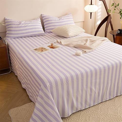 Daesar Drap Plat Gaze de Coton, Drap Lit (200 cm Le Lit) 230 x 250 cm Motif Rayures Drap-Housse Doux, Anti-Plis Lavable en Machine, Vert Clair - Nail Gallerys