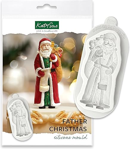 Katy Sue Moule en silicone pour décoration de gâteaux de Noël et loisirs créatifs – Fait une figurine traditionnelle de Père Noël/Père Noël de 100 mm de haut - Nail Gallerys