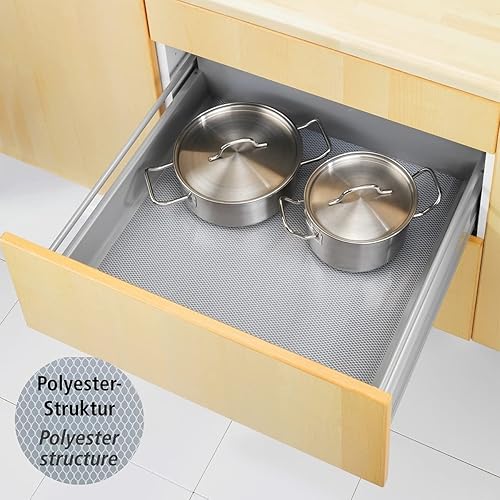 WENKO Tapis Anti-dérapant Design Gris - Tapis de tiroir, découpable, Polychlorure de Vinyle, 50 x 150 cm, Gris - Nail Gallerys