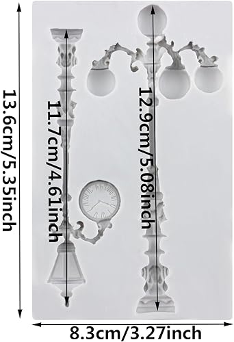 MINFEIDMS Moule en silicone pour lampadaires de rue style vintage baroque Lanterne de rue Moules à fondant pour décorer les gâteaux Cupcake Topper Chocolat Pâte à fleurs Bonbons Argile polymère - Nail Gallerys