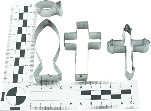 BekkiB - 998501 Lot de 4 emporte-pièces « chrétien » - En acier inoxydable - Passent au lave-vaisselle - Parfaits pour les biscuits et la décoration de gâteaux - Nail Gallerys