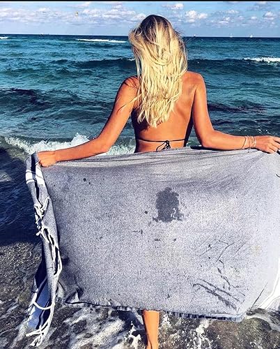 Carthage Trade Gallery- Fouta XXL - 200 cm x 100 cm- Serviette pour Hammam, Sauna, Spa, Plage ou Pique-nique - 100 % Coton - Tissée à la main - Nail Gallerys