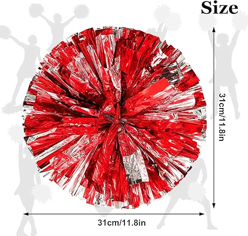 2 Pcs Girl Cheerleading Pompons,Pompons Métalliques pour Pom-Pom Girl,Pompons de Cheerleader avec Boucle à Anneau,Multicolores Pompons,pour Carnaval, l'école le Sport, la Danse, la Nuit, la Fête - Nail Gallerys