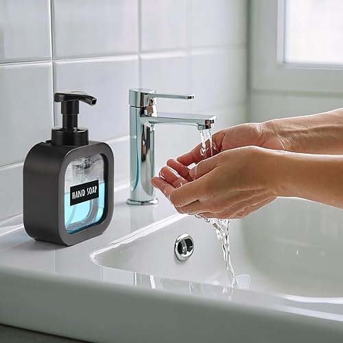 Segbeauty Pousse Mousse Savon Main, 2 Pièce 300ml Distributeur Gel Douche, Flacon Mousseur Vide avec Etiquettes, Ensemble Salle de Bain Accessoire (Blanc) - Nail Gallerys