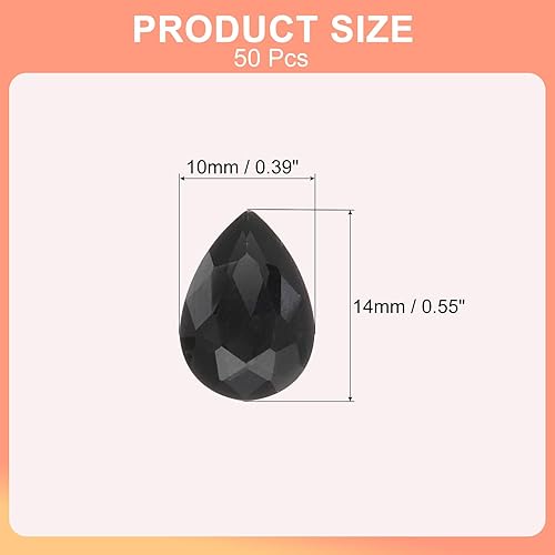 sourcing map Lot de 50 strass en acrylique en forme de goutte d'eau - 10 x 14 mm - Dos pointu - Pour la fabrication de bijoux, costumes, décorations en cristal - Blanc - Nail Gallerys