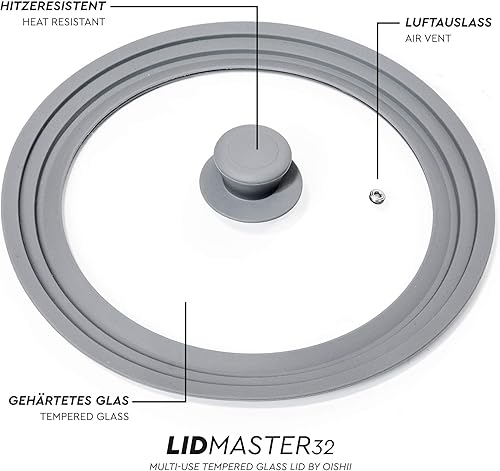 O-ishii Lidmaster - Couvercle Universel en Verre pour Poêles et Casseroles Ø 24, 26 et 28 cm - Nail Gallerys