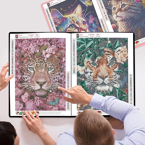 Pykaqil Diamond Painting Album A3 & A2, Rangement Diamond Painting, Diamond Painting Accessoires, Livre de Stockage Peinture Diamant, pour 30 x 40 cm & 40 x 50 cm (Rose A3 & Noir A2) - Nail Gallerys