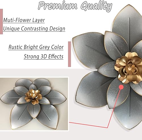 Décoration murale en métal de 25,4 cm – Sculpture florale moderne et rustique – En fer vieilli – Œuvres d'art pour intérieur, cuisine, chambre à coucher, salon, bureau, extérieur, jardin, terrasse - Nail Gallerys