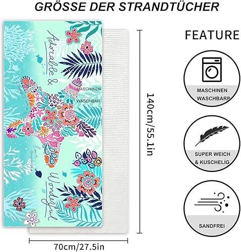 CALLYSONIC Serviette de plage 70 x 140 cm - Grande serviette de voyage en microfibre - Serviette à séchage rapide pour plage, voyage, sauna, yoga, natation (taille moyenne) - Nail Gallerys
