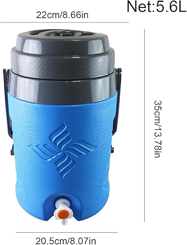 Bidon à eau isotherme avec robinet d'environ 5,8 l - Distributeur de boisson pour le camping, le sport et les loisirs - Nail Gallerys