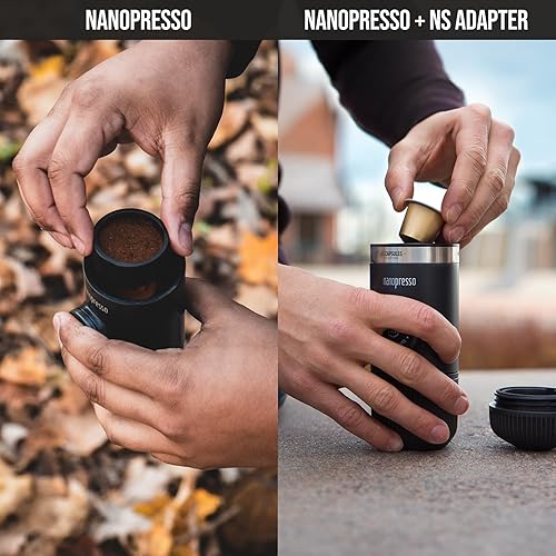 WACACO Nanopresso Machine à Espresso Portable avec NS Adapter, Compatible avec les Capsules NS et le Café Moulu, Ensemble de Machine à Café de Voyage Manuel, Parfait pour le Camping - Nail Gallerys