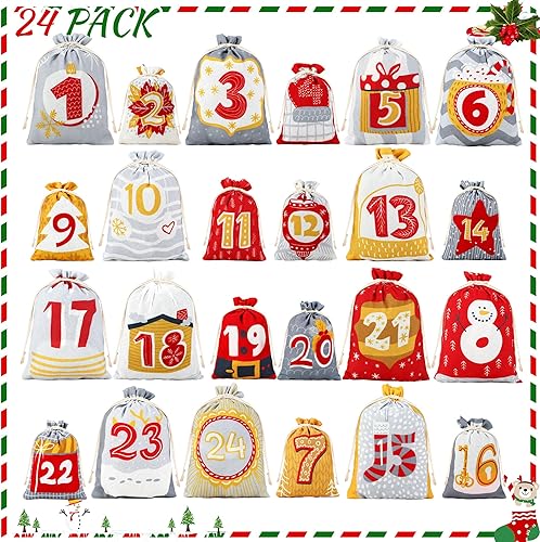 SINSOM Calendrier de l'avent à Remplir - Vide Calendrier de Lavent a Remplir Soit Meme, Kit Calendrier de l'avent Diy Maison, Sac Calendrier de l'avent Reutilisable,2024 Faire Calendrier Avent Sachet - Nail Gallerys